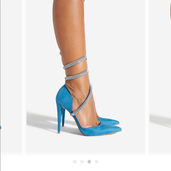 Nib pretty blue wrap around sparkle heels 5” H Sz 10 - Picture 2 of 5